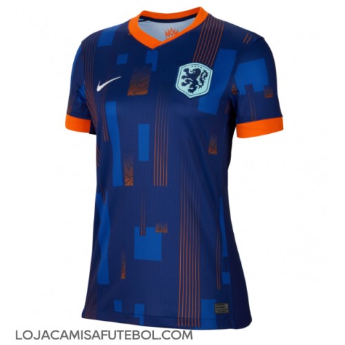 Camisa de Futebol Holanda Equipamento Secundário Mulheres Europeu 2024 Manga Curta